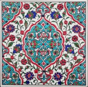 20x20 Cm ED 307 Turkuaz İznik Rumi Eldekoru Çini Pano