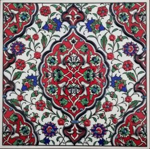 20x20 Cm ED 308 Kırmızı İznik Rumi Eldekoru Çini Pano