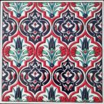 20x20 Cm ED 309 Kırmızı Madalyon Eldekoru Çini Pano