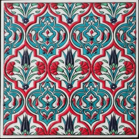 20x20 Cm ED 310 Turkuaz Madalyon Eldekoru Çini Pano