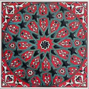 20x20 Cm ED 320 İznik Desen Geometrik Kütahya Çini Karo