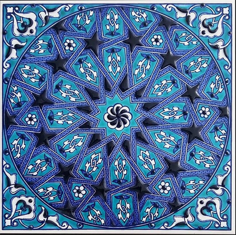 20x20 Cm ED 321 İznik İslami Geometrik Kütahya Çini Karo