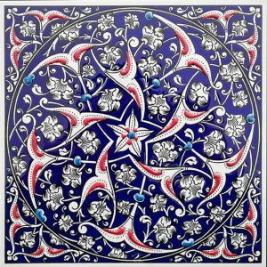 20x20 Cm ED 322 İznik Rumi Desenli Kütahya Çini Karo