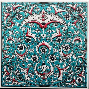 20x20 Cm ED 324 İznik Rumili Desen Eldekoru Çini Karo