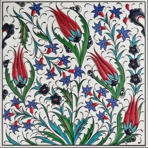 20x20 Cm ED 326 Kütahya Desenli İznik Lalezar Eldekoru Çini karo
