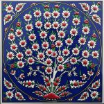 20x20 Cm ED 327 Kobalt Hayat Ağacı Eldekoru Çini karo