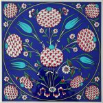 20x20 Cm ED 336 Kobalt klasik nar Desenli Eldekoru Çini karo