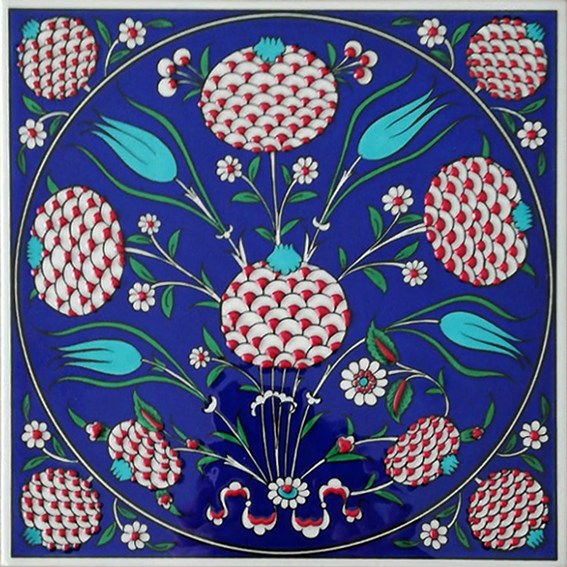 20x20 Cm ED 336 Kobalt klasik nar Desenli Eldekoru Çini karo