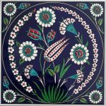 20x20 Cm ED 338 Kobalt Lale Desenli Eldekoru Çini karo