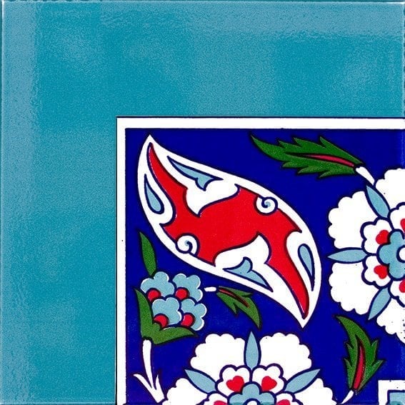 20x20 cm KSK 21 Karanfil Desenli Çini Bordür Köşesi