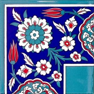 20x20 cm KSK 24 Göbek Desen Göbekli Çini Bordür Köşe