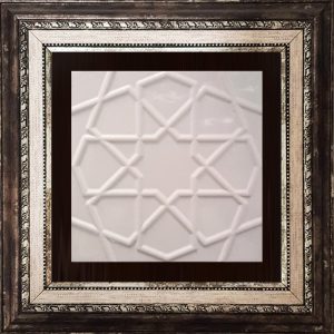 20x20 Cm Rölyefli Beyaz Selçuklu Yıldız Deseni Çini Karo