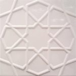 20x20 Cm Rölyefli Beyaz Selçuklu Yıldız Deseni Çini Karo