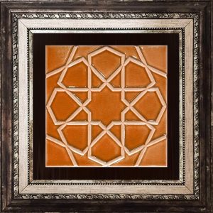 20x20 Cm Rölyefli Karamel Selçuk Yıldızı Deseni Çini Karo