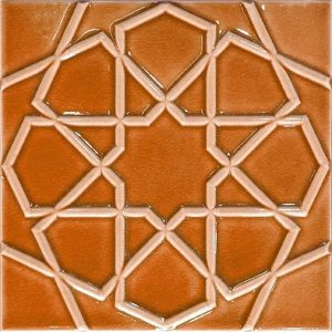 20x20 Cm Rölyefli Karamel Selçuk Yıldızı Deseni Çini Karo