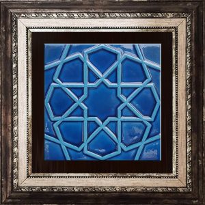 20x20 Cm Rölyefli Kobalt Selçuklu Yıldızı Deseni Çini Karo