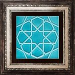 20x20 Cm Rölyefli Turkuaz Selçuklu Yıldızı Deseni Çini Karo