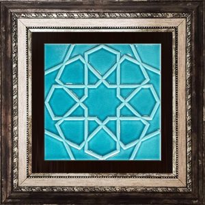 20x20 Cm Rölyefli Turkuaz Selçuklu Yıldızı Deseni Çini Karo
