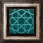 20x20 Cm Rölyefli Yeşil Selçuklu Yıldızı Deseni Çini Karo