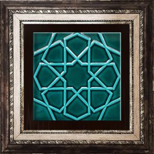 20x20 Cm Rölyefli Yeşil Selçuklu Yıldızı Deseni Çini Karo