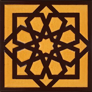 20x20 Cm SP 101 Kahve Türk Yıldızı Kütahya İznik Çini Karo