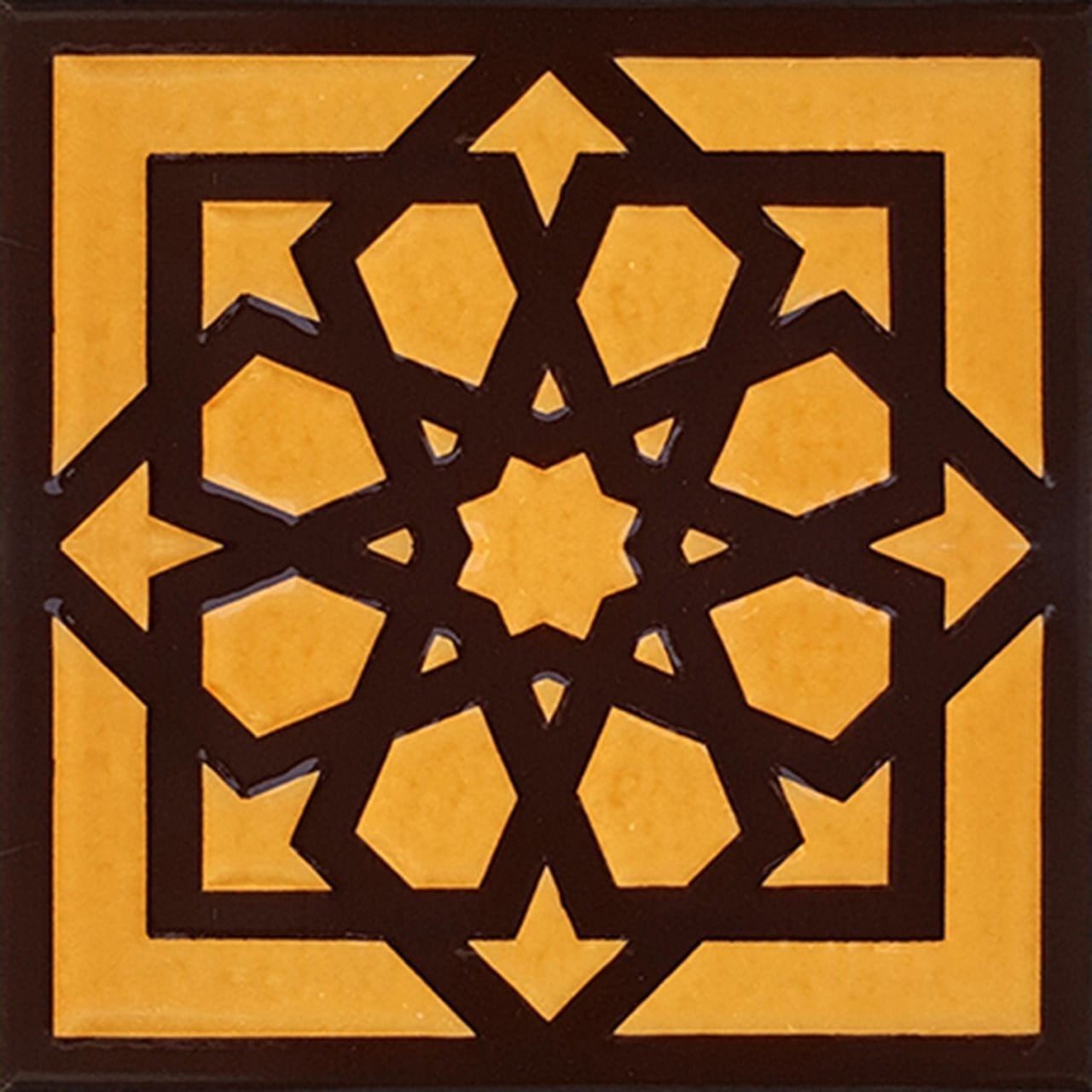 20x20 Cm SP 101 Kahve Türk Yıldızı Kütahya İznik Çini Karo