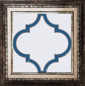 20x20 cm SP 103 Arabesk Mavi Beyaz Desenli Kütahya çini