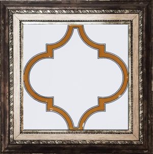 20x20 cm SP 103 Arabesk Sarı Beyaz Desenli Kütahya çini