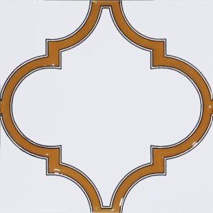 20x20 cm SP 103 Arabesk Sarı Beyaz Desenli Kütahya çini