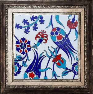 20x20 Cm SP 105 Lale Çiçek Desen Kütahya İznik Çini Karo