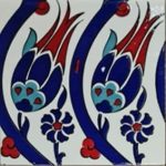 20x20 Cm SP 77 Kütahya Çinisi İznik Lale Desen Çini Karo