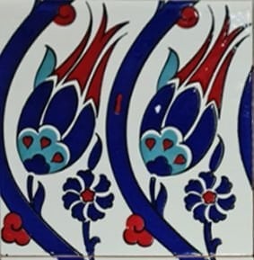 20x20 Cm SP 77 Kütahya Çinisi İznik Lale Desen Çini Karo