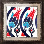 20x20 Cm SP 77 Kütahya Çinisi İznik Lale Desen Çini Karo