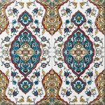 20x20 Cm SP 79 Kütahya Çinisi Osmanlı Desenli Turkuaz  Çini Karo