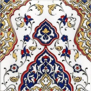 20x20 Cm SP 79 Kütahya Çinisi Osmanlı Desenli Çini Karo
