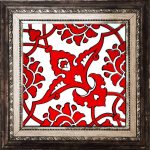 20x20 Cm SP 83 Kırmızı Beyaz İznik Rumi Desenli Çini Karo