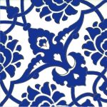 20x20 Cm SP 83 Kobalt Beyaz İznik Rumi Desenli Çini Karo