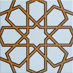 20x20 Cm SP 89-v Sarı Beyaz Türkmen Yıldızı Çini Karo