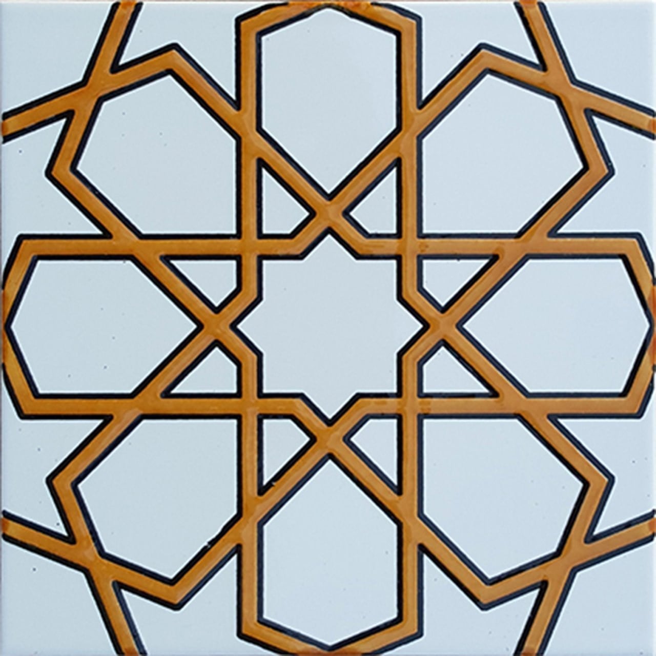 20x20 Cm SP 89-v Sarı Beyaz Türkmen Yıldızı Çini Karo