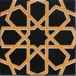 20x20 Cm SP 89-v Sarı Siyah Türkmen Yıldızı Çini Karo