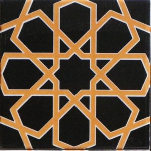 20x20 Cm SP 89-v Sarı Siyah Türkmen Yıldızı Çini Karo