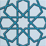 20x20 Cm SP 89-v Turkuaz Beyaz Türkmen Yıldızı Çini Karo
