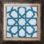 20x20 Cm SP 89-v Turkuaz Beyaz Türkmen Yıldızı Çini Karo