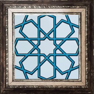 20x20 Cm SP 89-v Turkuaz Beyaz Türkmen Yıldızı Çini Karo