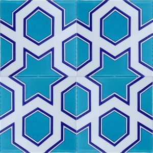 20x20 Cm SP 98-v Yıldız Desenli Kütahya İznik Çini Karo
