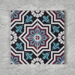 20x20 Cm YC 12 Siyah Kırmızı  Türkmen Yıldızı Yer Çinisi