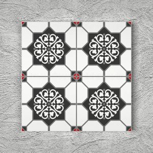 20x20 Cm YC 18 Siyah Gri Yıldız Yer Çinisi