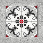 20x20 Cm YC 26 Gri Beyaz Arabesk Yer Çinisi