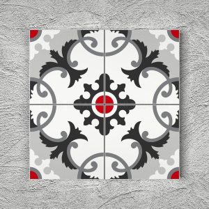 20x20 Cm YC 26 Gri Beyaz Arabesk Yer Çinisi
