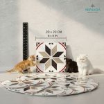 20x20 Cm YC 35 Gri Kahve Geometrik Yer Çinisi